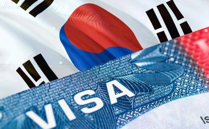 A visa on a Korean flag background